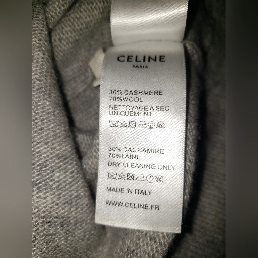 Auth. Celine Cashmere Wool Drawstring Cable Knit … - image 6
